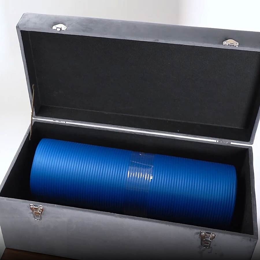 Set of 2 Grey Velvet Fabric Covered Wooden Trunks