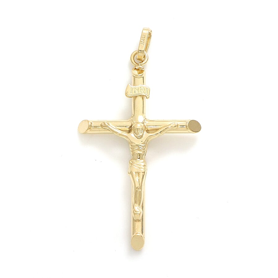 Italian Made Yellow Gold Sterling Silver Cross Pendant