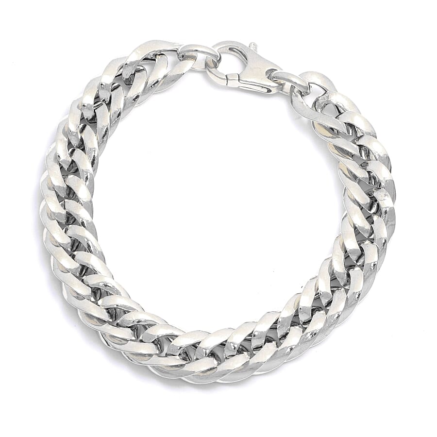 Viale Argento Rhodium Overlay Sterling Silver Bracelet (Size 8)