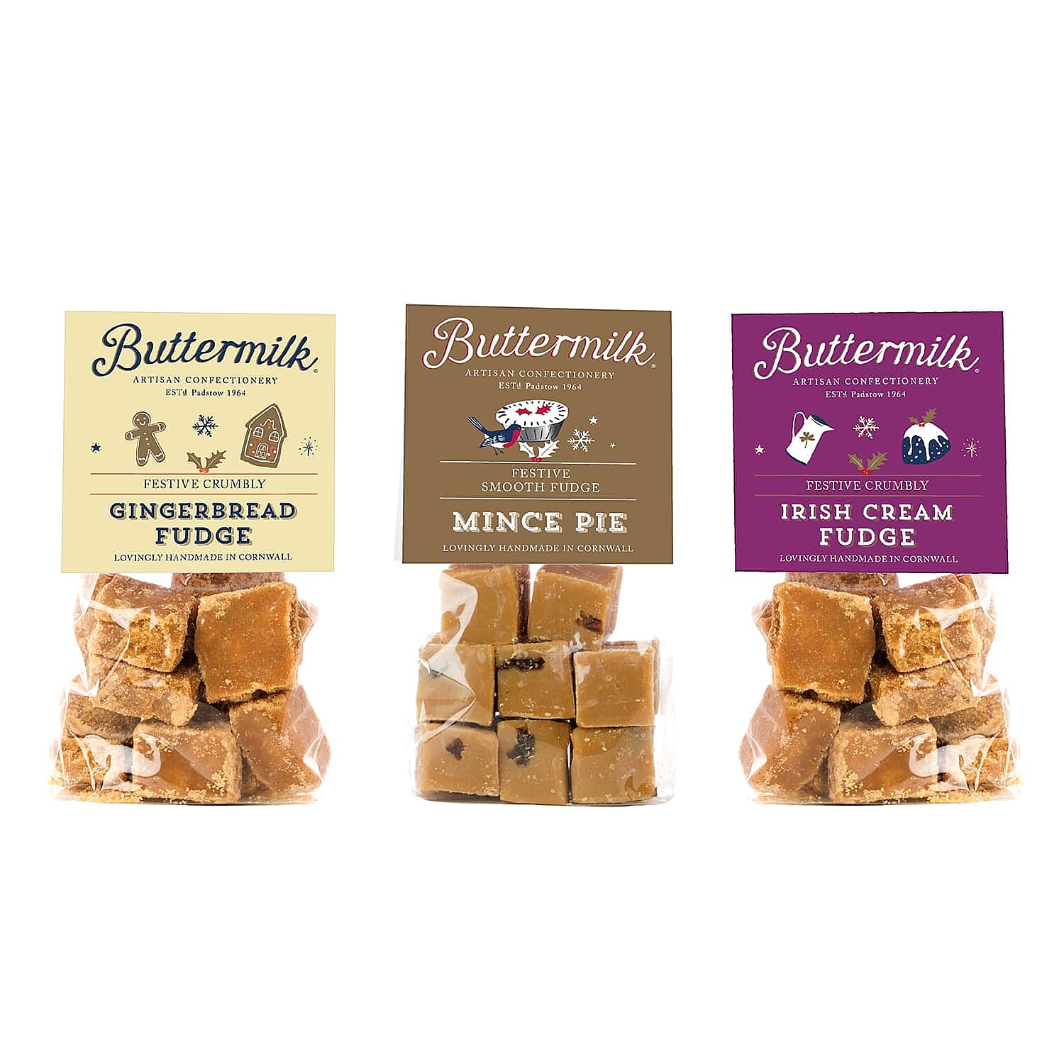 Buttermilk 3 x 100g Festive Bag Bundle ( Gingerbread, Irish Cream, Mince Pie)