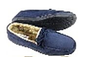 Moccasin Loafers in Navy Blue with Faux Fur Lining (Size 8)