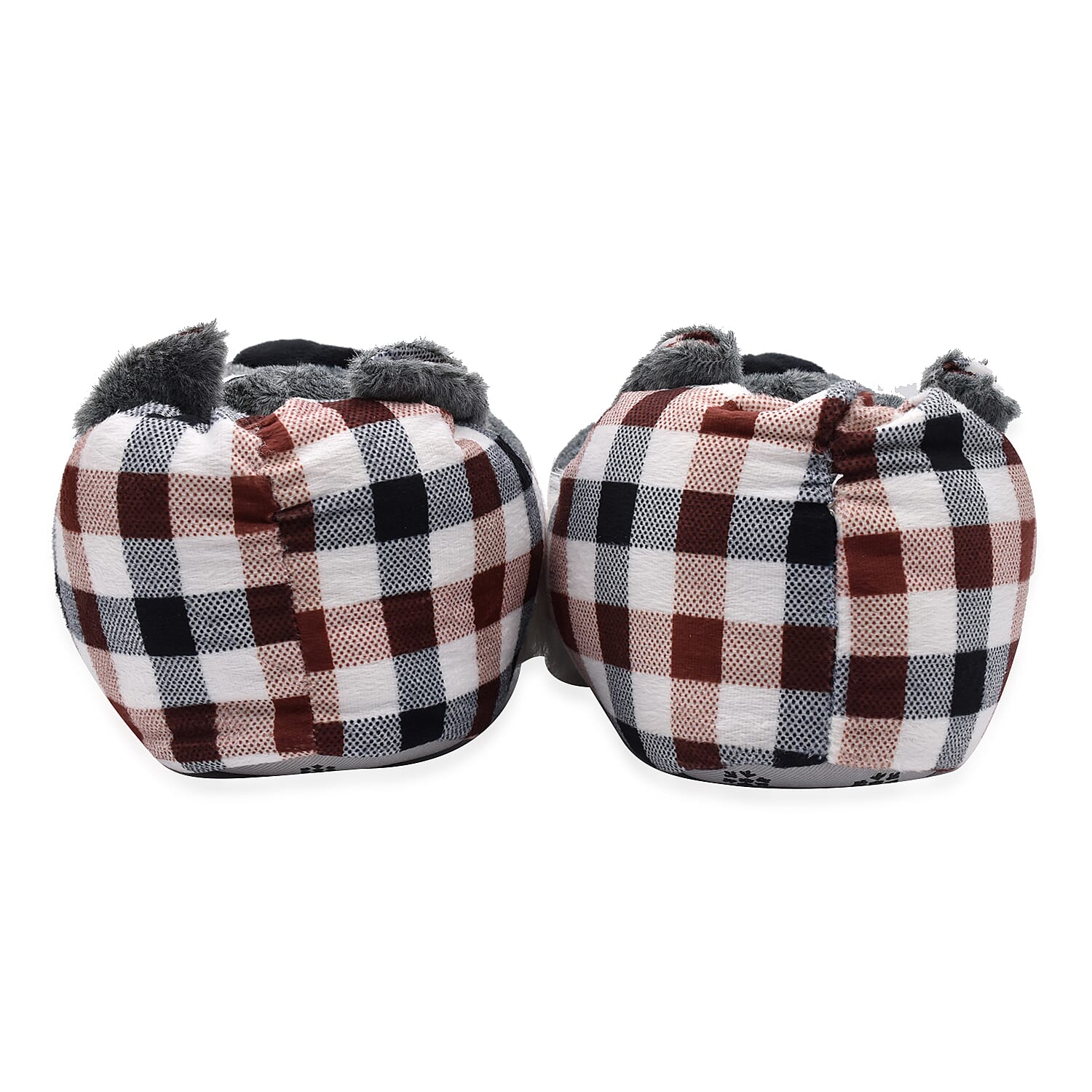 Super Soft Faux Fur Animal Slippers - Grey and Multi