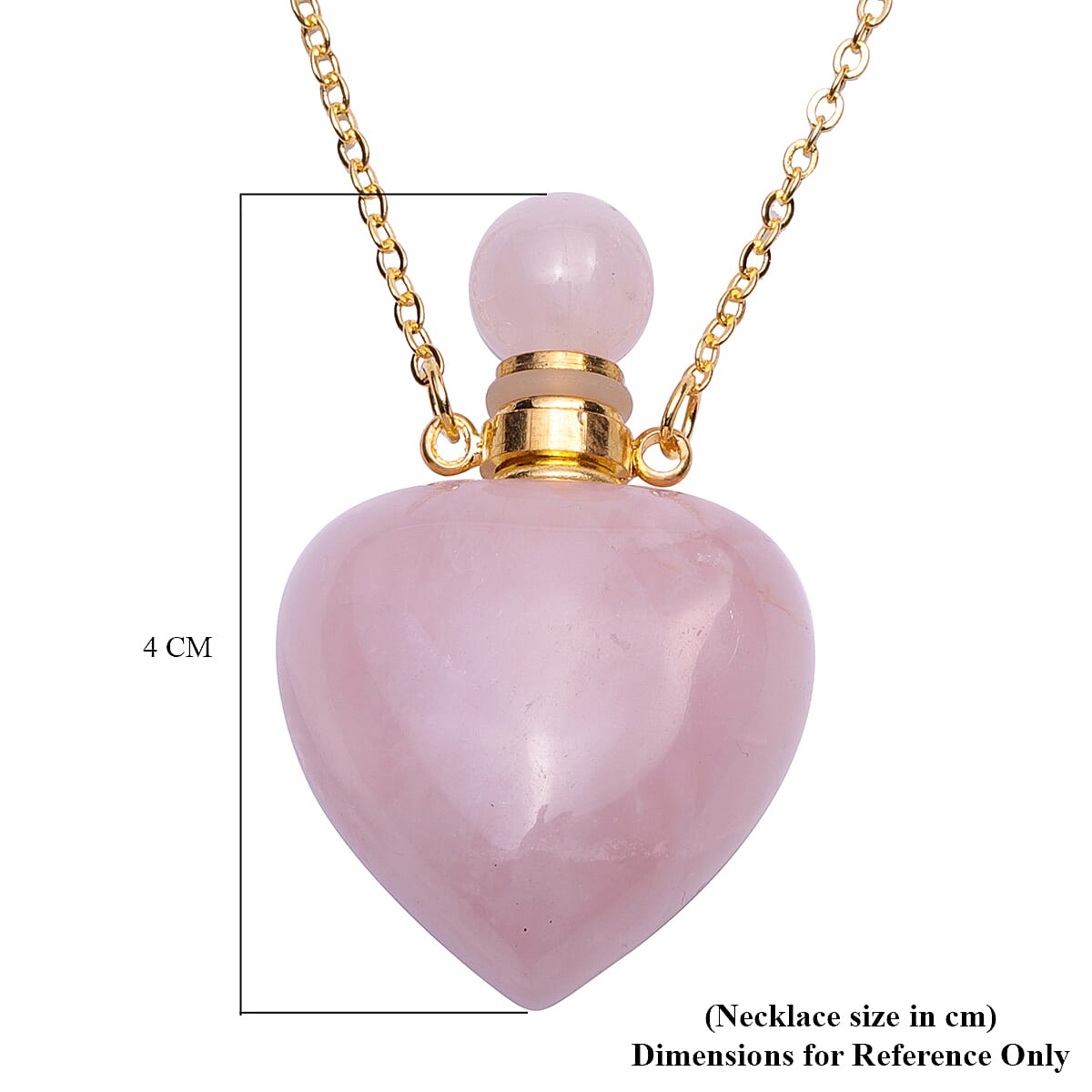 Rose Quartz Heart Shaped Perfume Bottle Necklace (Size 22) in Yellow Gold Tone 89.00 Ct