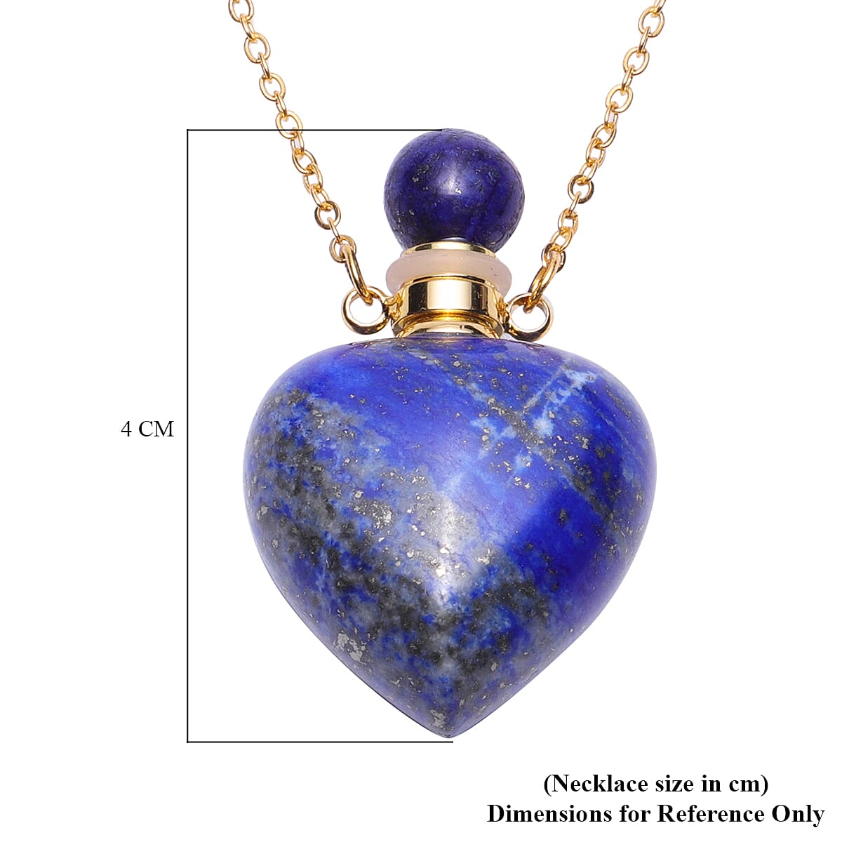 Lapis Lazuli Heart Shaped Perfume Bottle Necklace (Size 22) in Yellow Gold Tone 80.0 Ct.