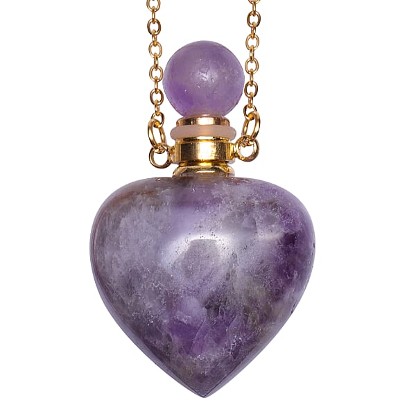 453 Ct. Amethyst Heart Shaped Perfume Bottle Necklace in Yellow Gold ...