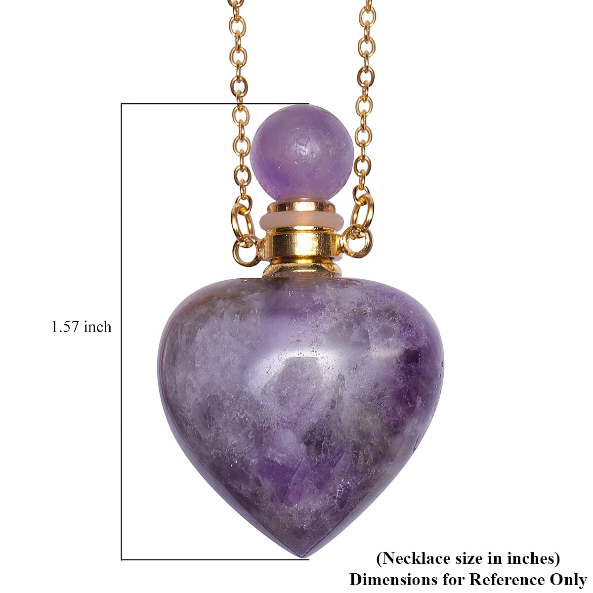 Amethyst Heart Shaped Perfume Bottle Necklace (Size 22) in Yellow Gold Tone 453.00 Ct.