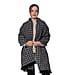 LA MAREY Houndstooth Pattern Wool Shawl - Black