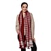 Close Out Deal LA MAREY Super Soft 100% Wool Shawl in Burgundy Houndstooth Pattern with Tassels (200x69+5cm)