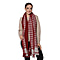 Close Out Deal LA MAREY Super Soft 100% Wool Shawl in Burgundy Houndstooth Pattern with Tassels (200x69+5cm)