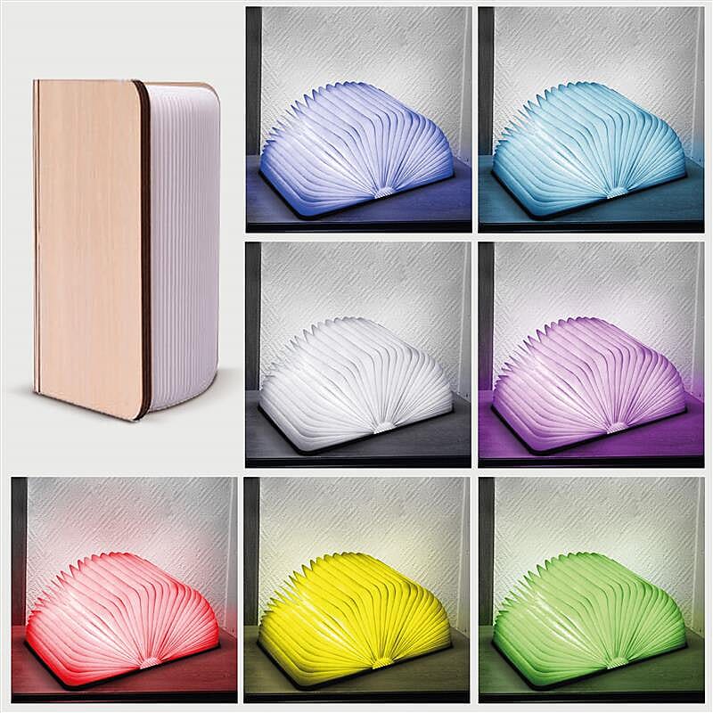 Rechargeable Folding LED Book Lamp with 7-Colour Night Light