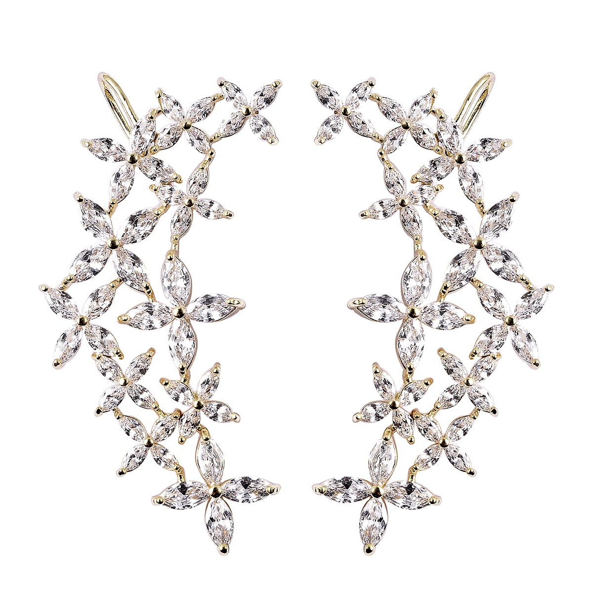 Simulated Diamond Ear Cuffs and Studs (with Push Back) in Gold Tone