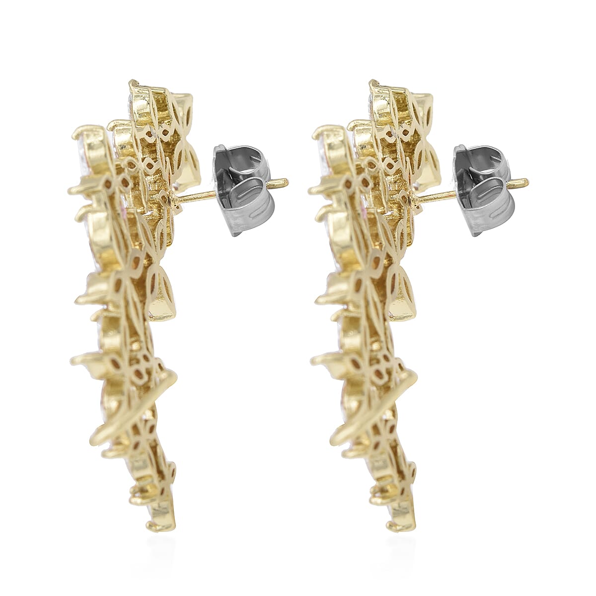 Simulated Diamond Ear Cuffs and Studs (with Push Back) in Gold Tone
