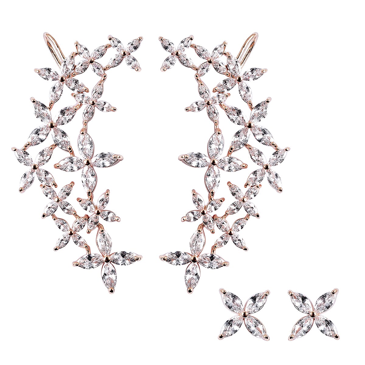 Simulated Diamond Ear Cuff and Studs