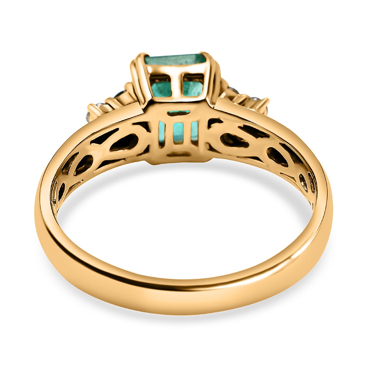 18K Yellow Gold Colombian Emerald and Diamond Ring 1.72 Ct, Gold Wt. 4.5 GM