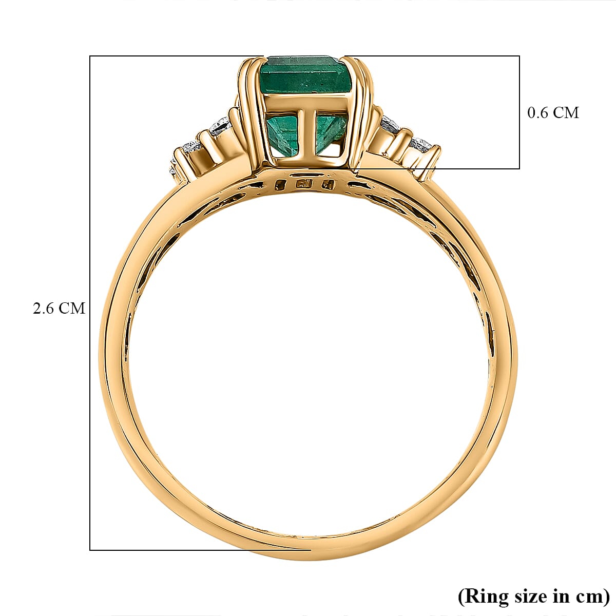 18K Yellow Gold Colombian Emerald and Diamond Ring 1.72 Ct, Gold Wt. 4.5 GM