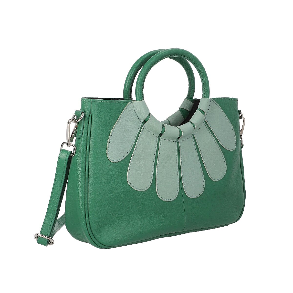 100% Genuine Leather Satchel Bag  with Detachable Shoulder Strap (Size 35x24x9 Cm) - Dark Green