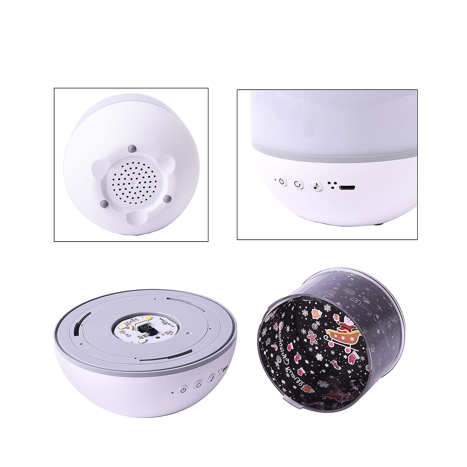 Cute Deer Shaped Multi Colour Light Projection Lamp with Remote Control & USB Cable (Size 11x11x15cm) - White