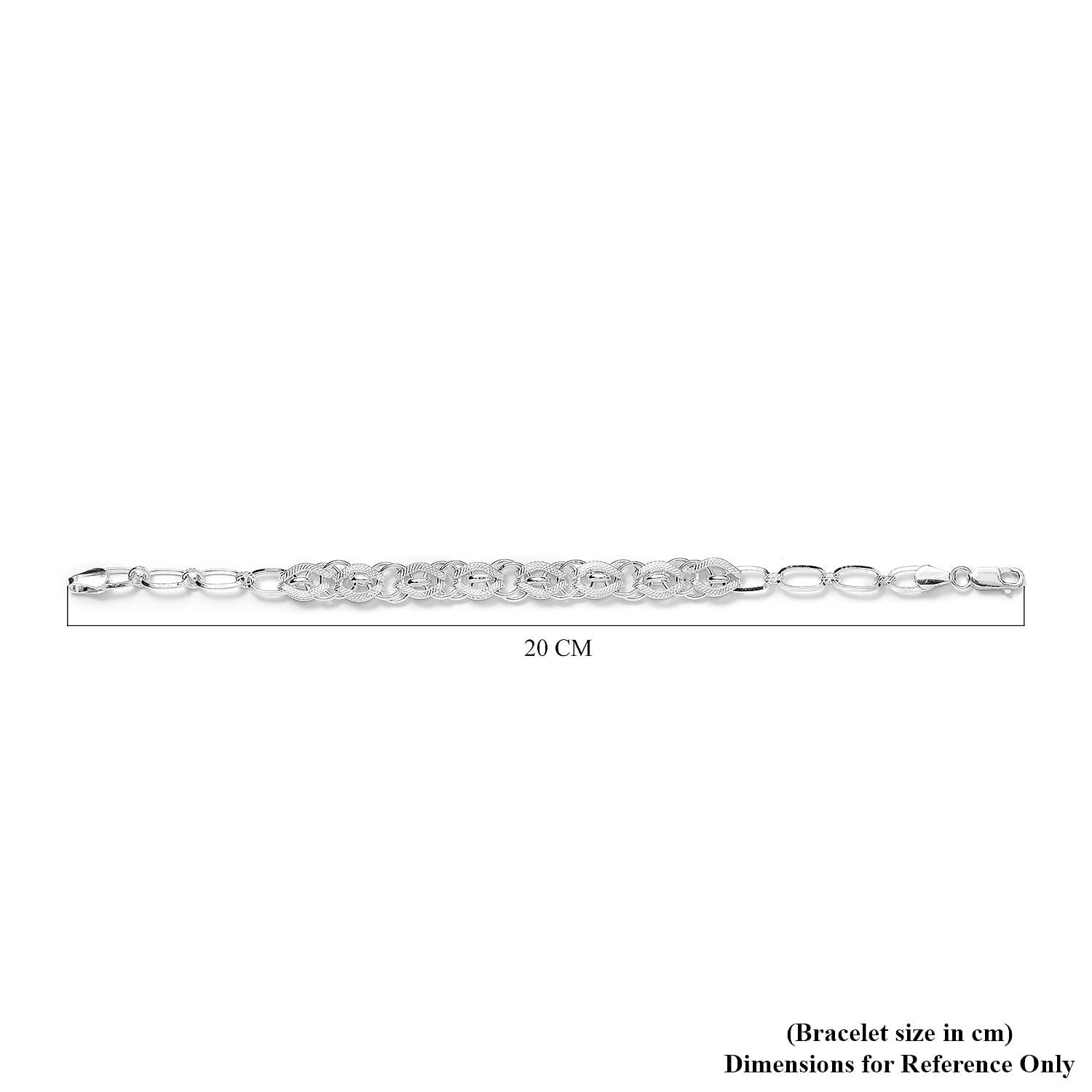 Sterling Silver Link and Rope Bracelet (Size 7.5), Silver Wt. 12.35 Gms