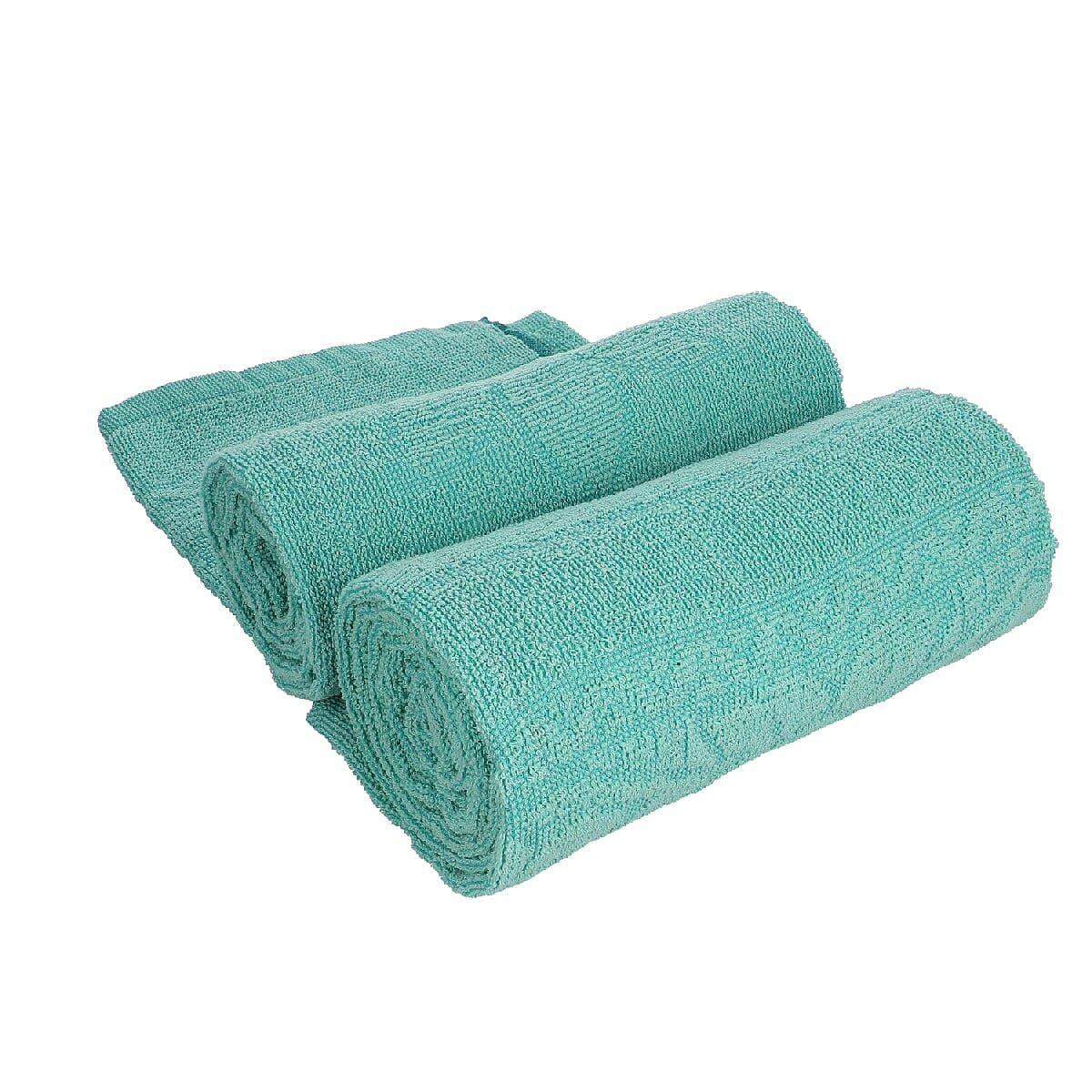 Set of 2 - 100% Cotton Embroidered Terry Bath Towel (Size:130X70 CM cms)- Teal Blue