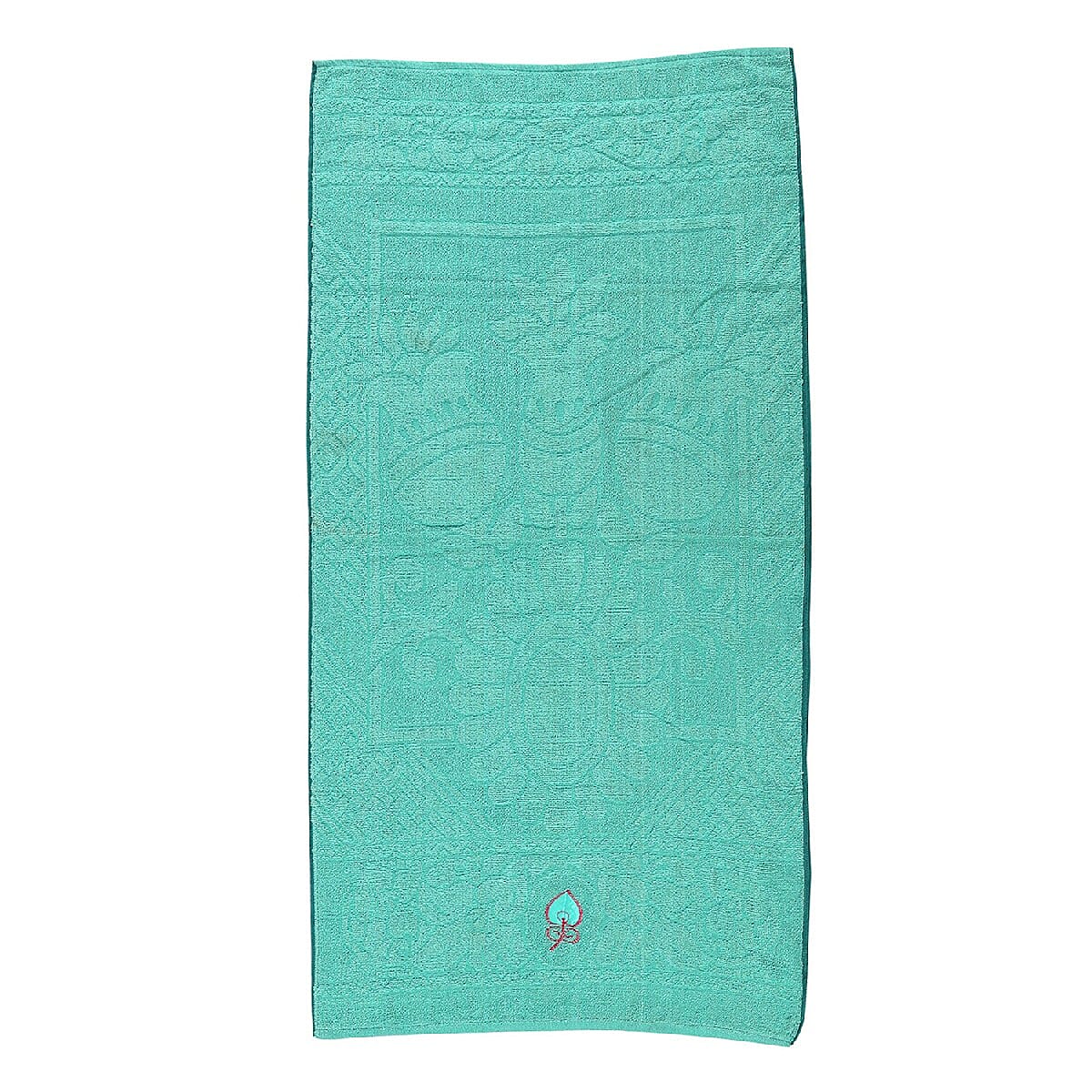 Set of 2 - 100% Cotton Embroidered Terry Bath Towel (Size:130X70 CM cms)- Teal Blue