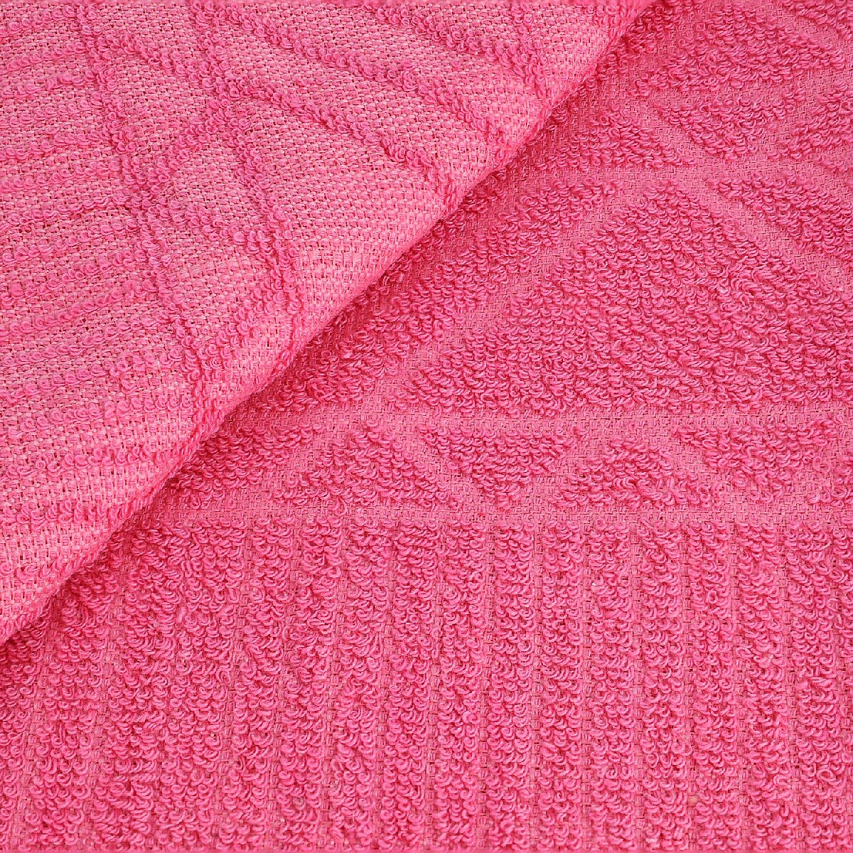 Set of 2 - 100% Cotton Embroidered Terry Bath Towel (Size:130X70 CM) - Pink.