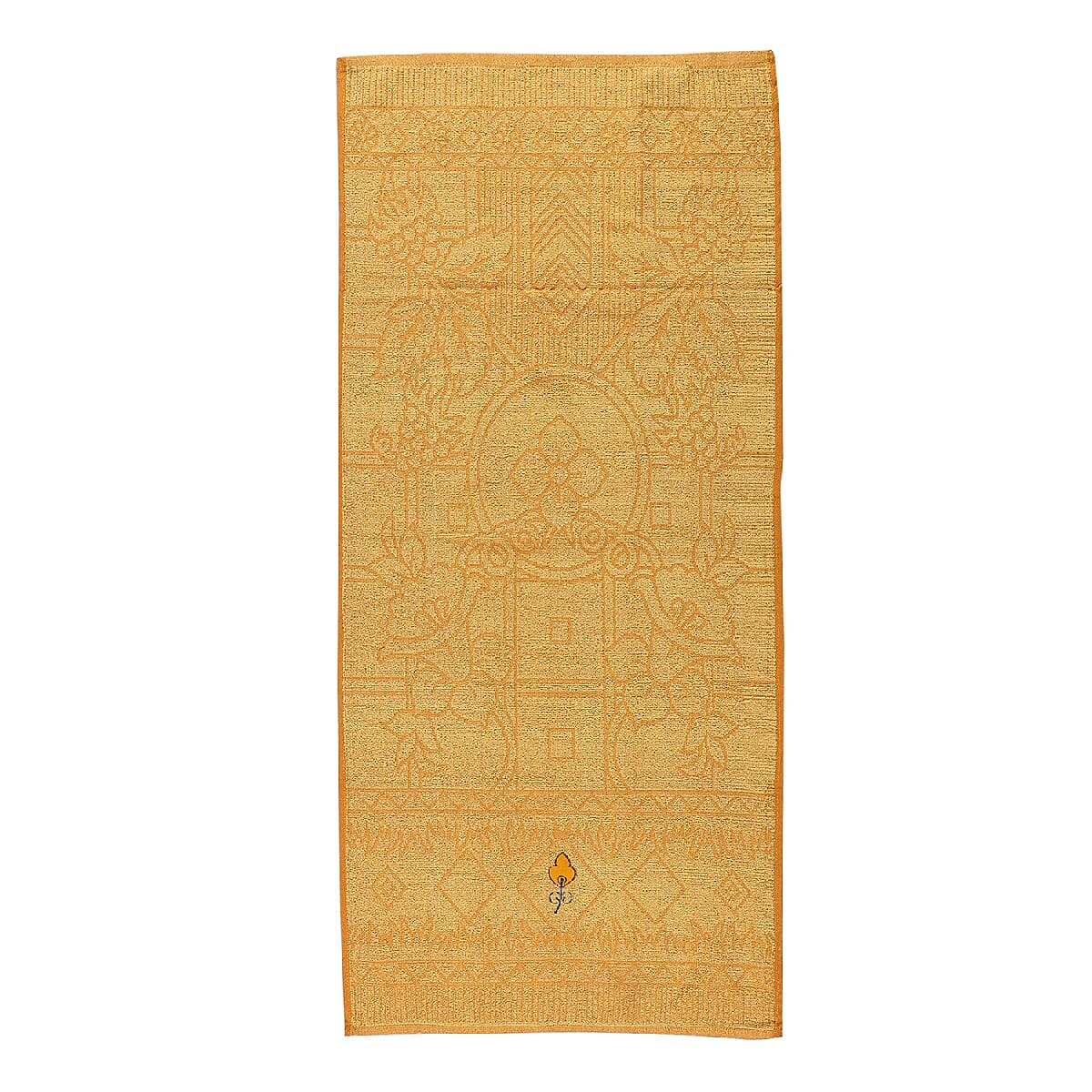 Set of 2 - 100% Cotton Embroidered Terry Bath Towel (Size: 130X70 CM)- Yellow.