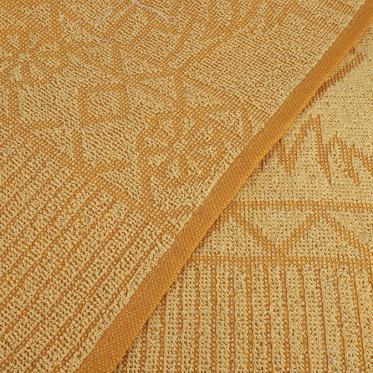 Set of 2 - 100% Cotton Embroidered Terry Bath Towel (Size: 130X70 CM)- Yellow.