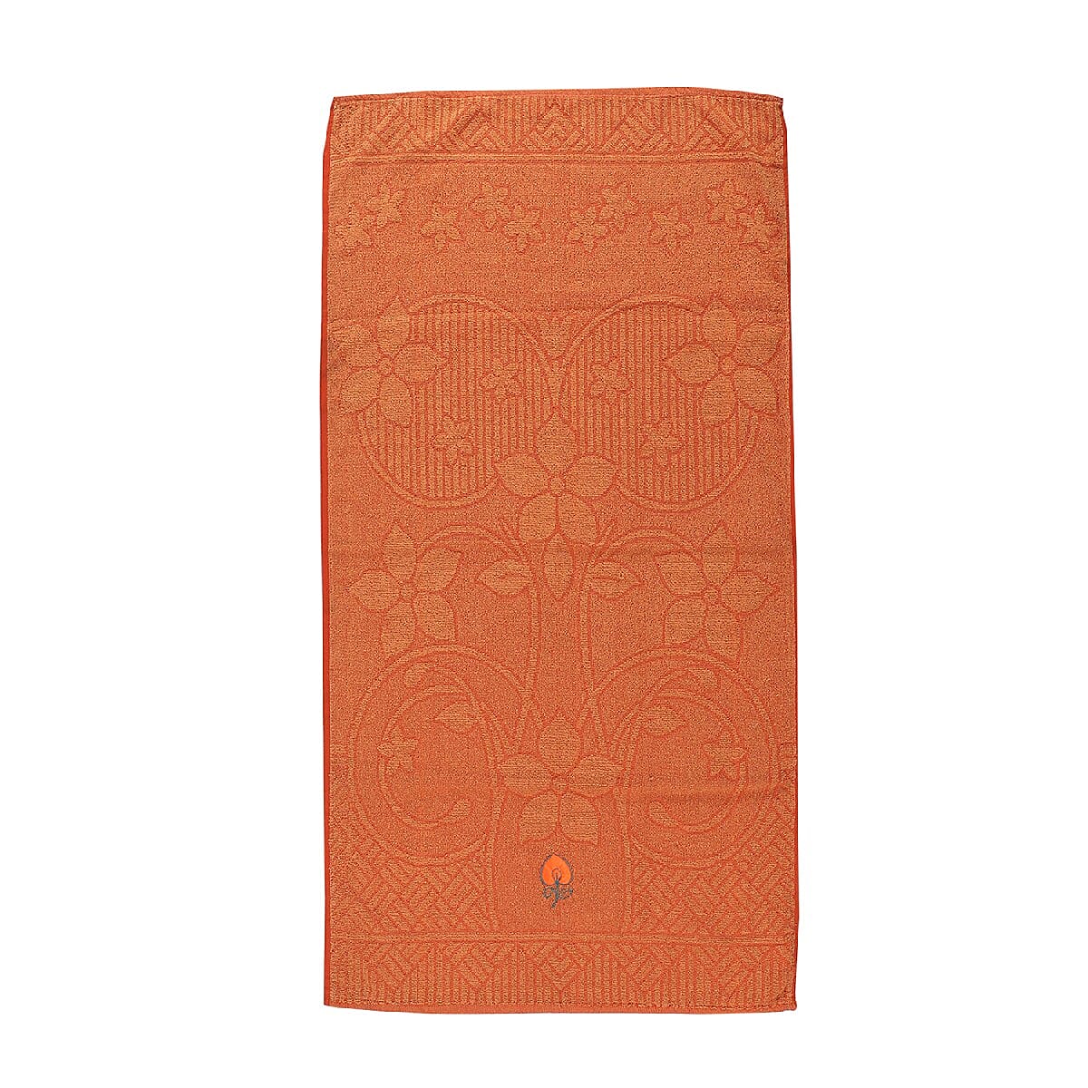 Set of 2 - 100% Cotton Embroidered Terry Bath Towel (Size 130X70 CM)- Orange