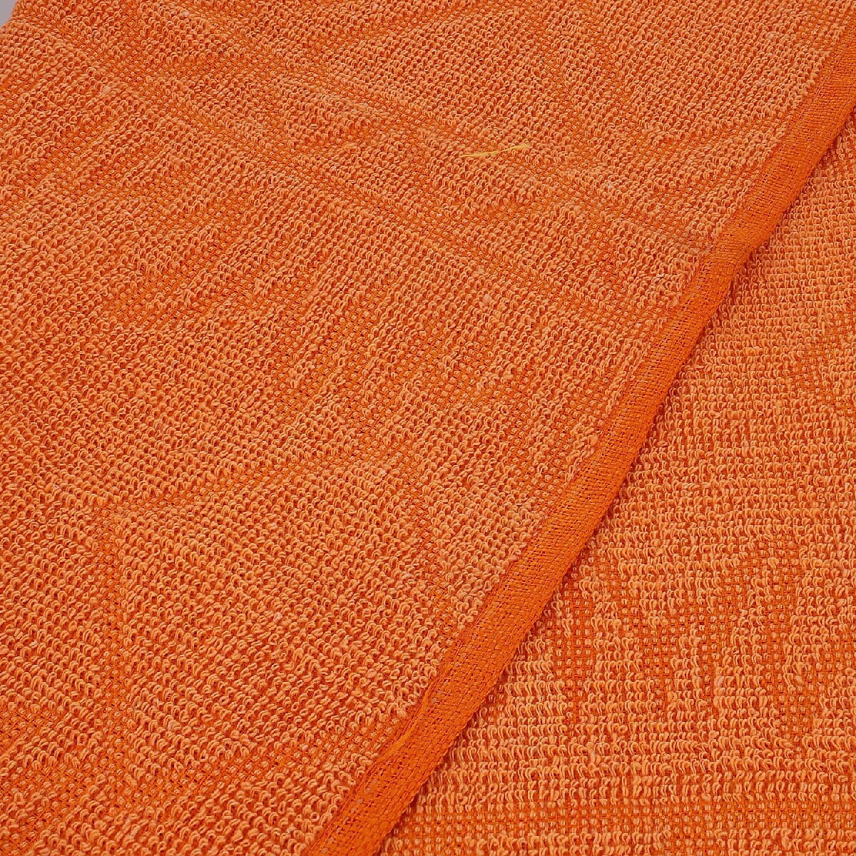 Set of 2 - 100% Cotton Embroidered Terry Bath Towel (Size 130X70 CM)- Orange
