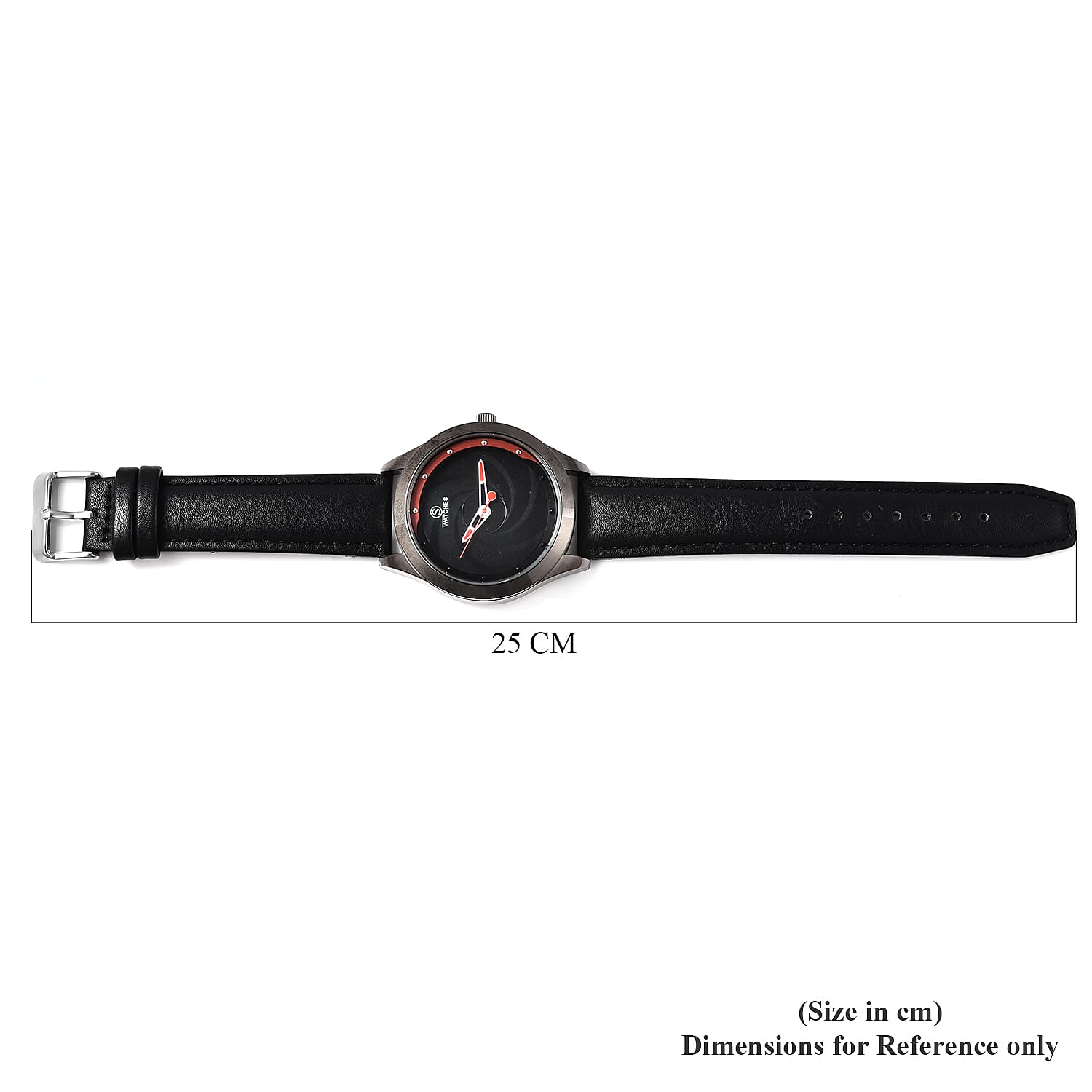 STRADA Japanese Movement Black and Steel Watch in Silver Tone