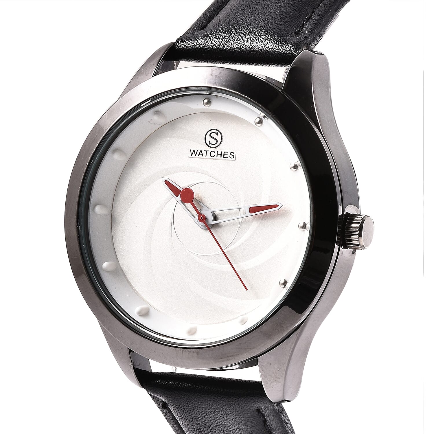 STRADA Japanese Movement Watch with Black Strap in Silver Tone