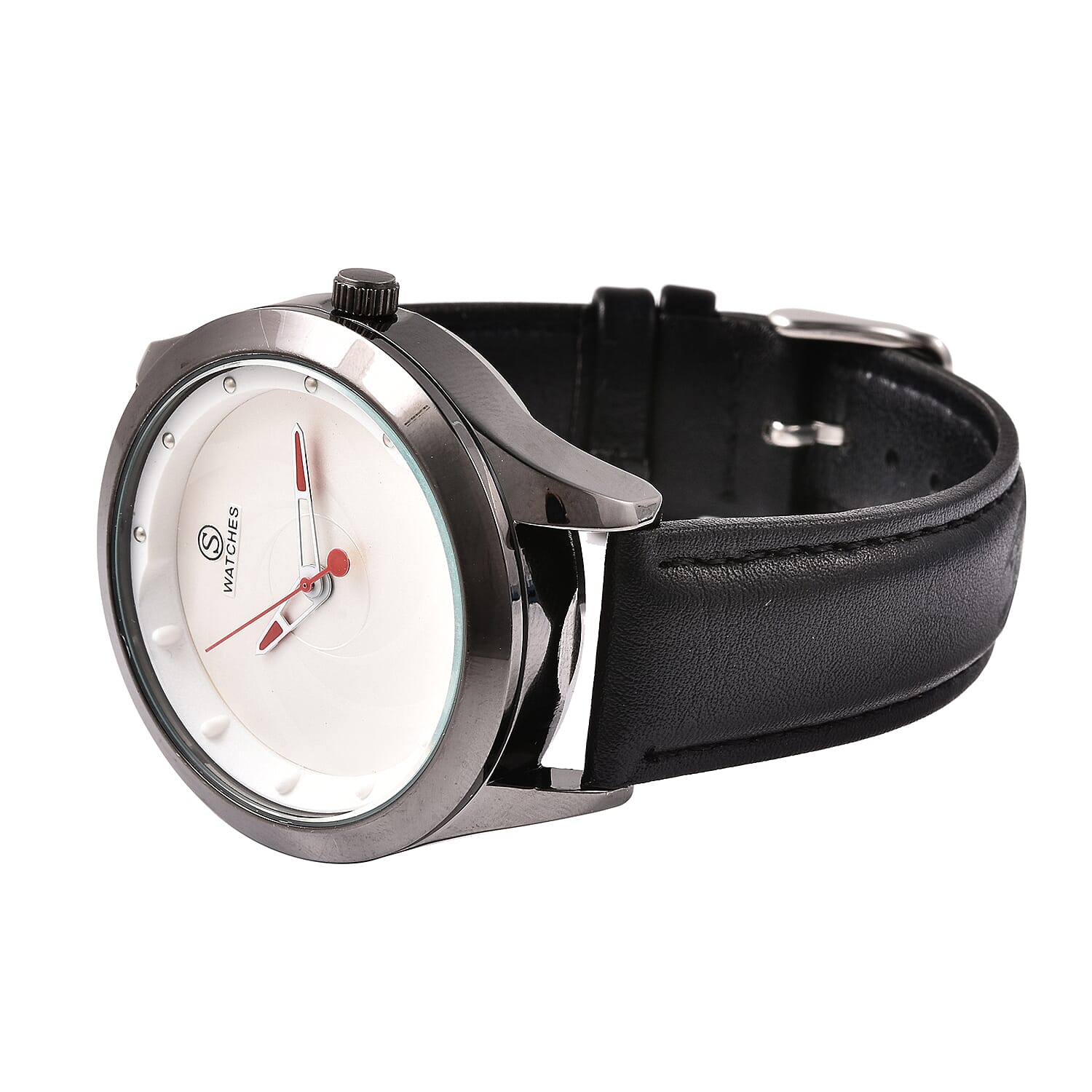 STRADA Japanese Movement Watch with Black Strap in Silver Tone
