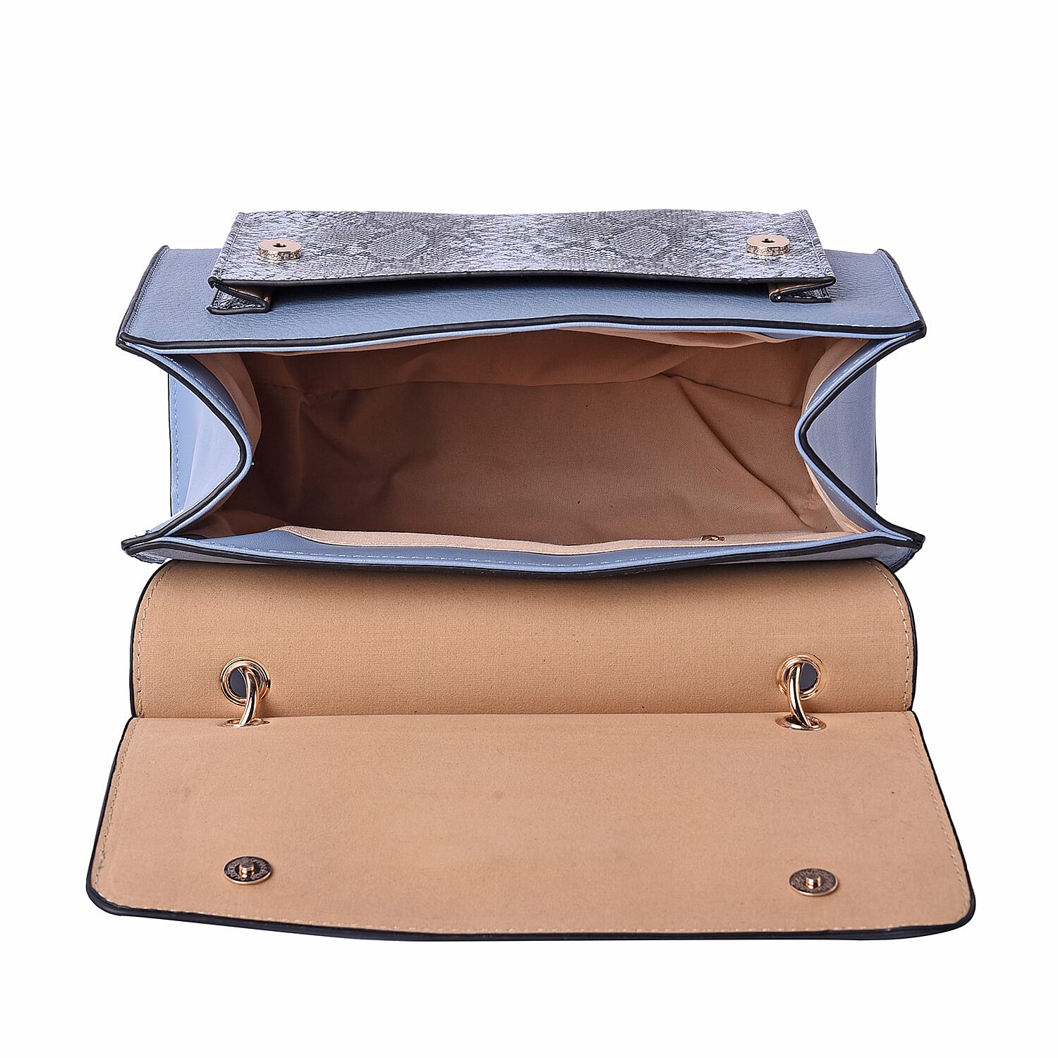 LOCK SOUL Snake Skin Pattern Convertible Bag with Shoulder Strap - Blue