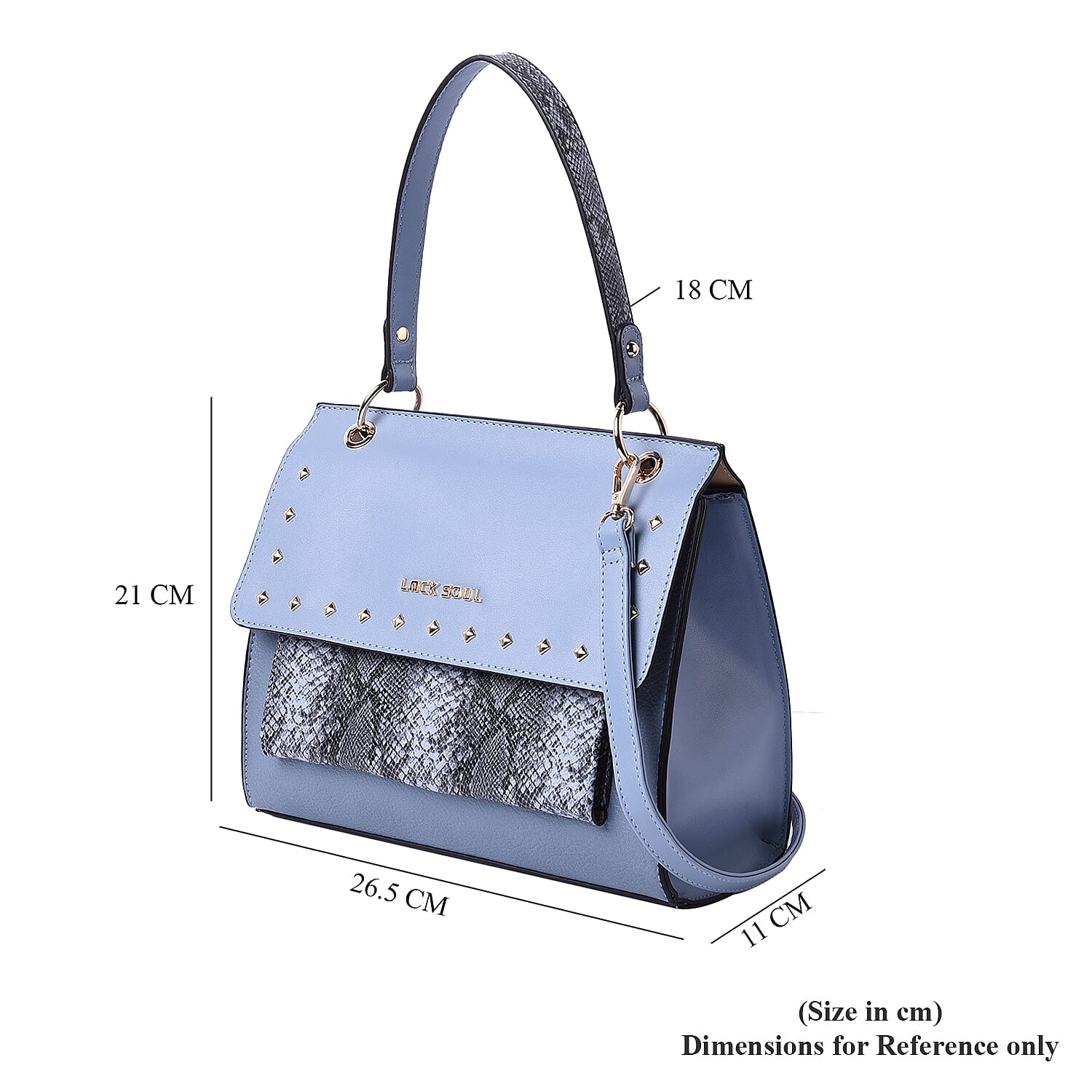 LOCK SOUL Snake Skin Pattern Convertible Bag with Shoulder Strap - Blue