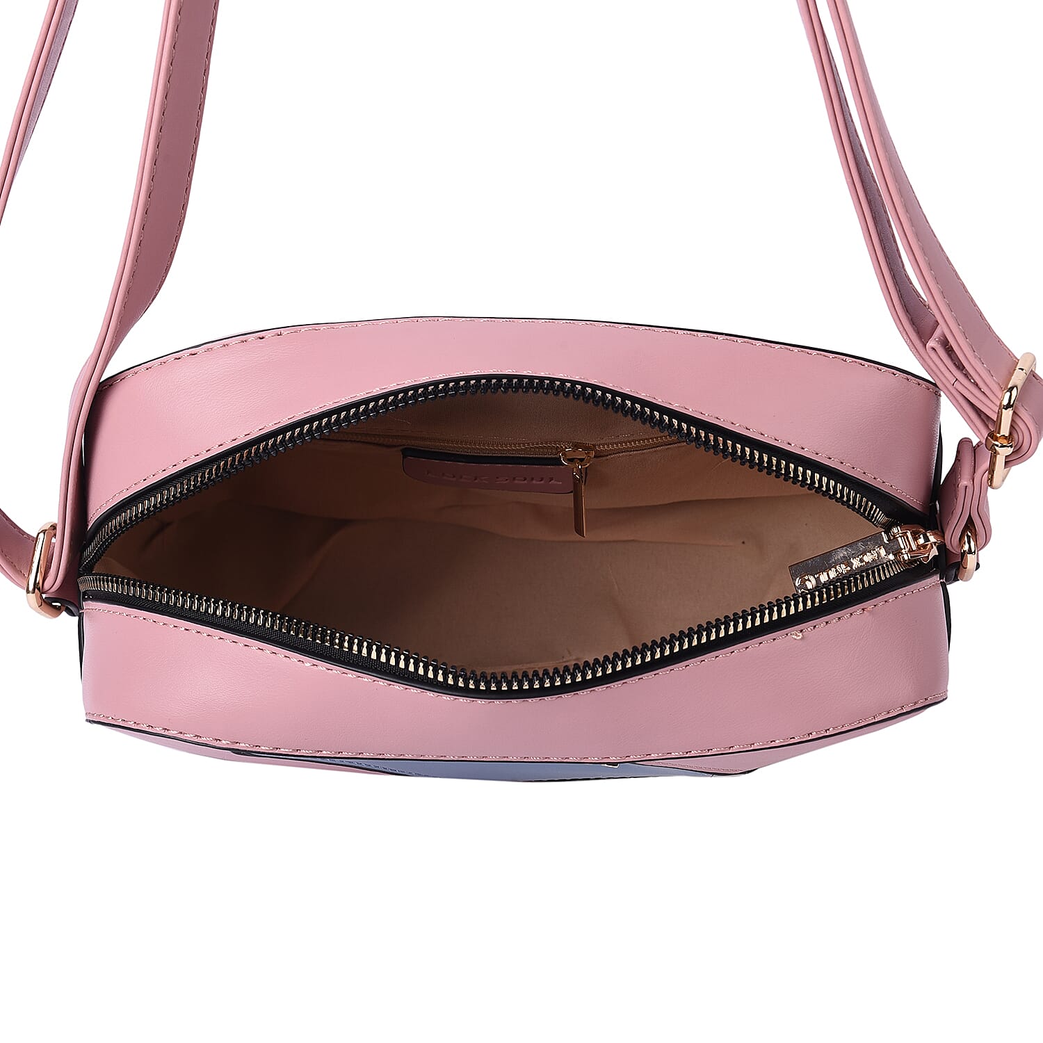 LOCK SOUL Colour Block Pattern Crossbody Bag - Pink, Blue and White