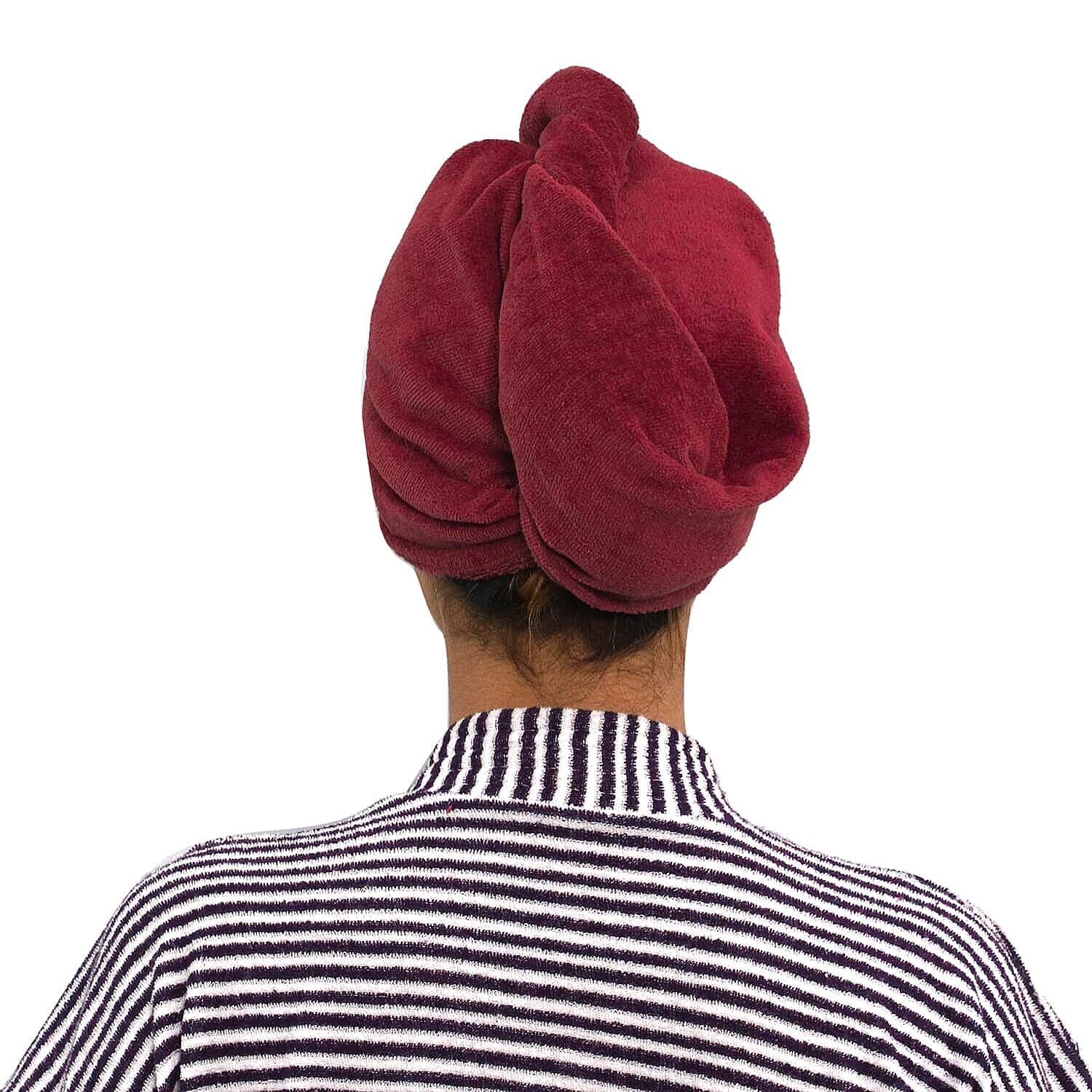 Set of 3 Hair Drying Cotton Wrap Towel (24x10 cm)- Pink, Purple and Red