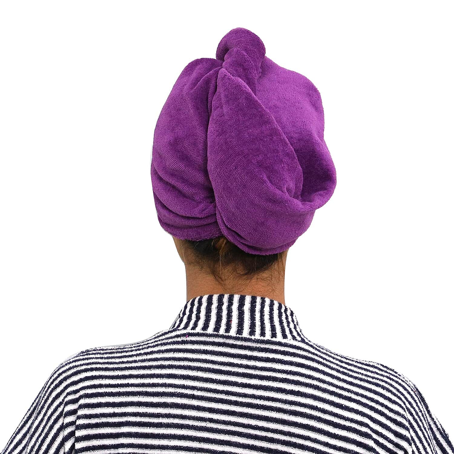 Set of 3 Hair Drying Cotton Wrap Towel (24x10 cm)- Pink, Purple and Red