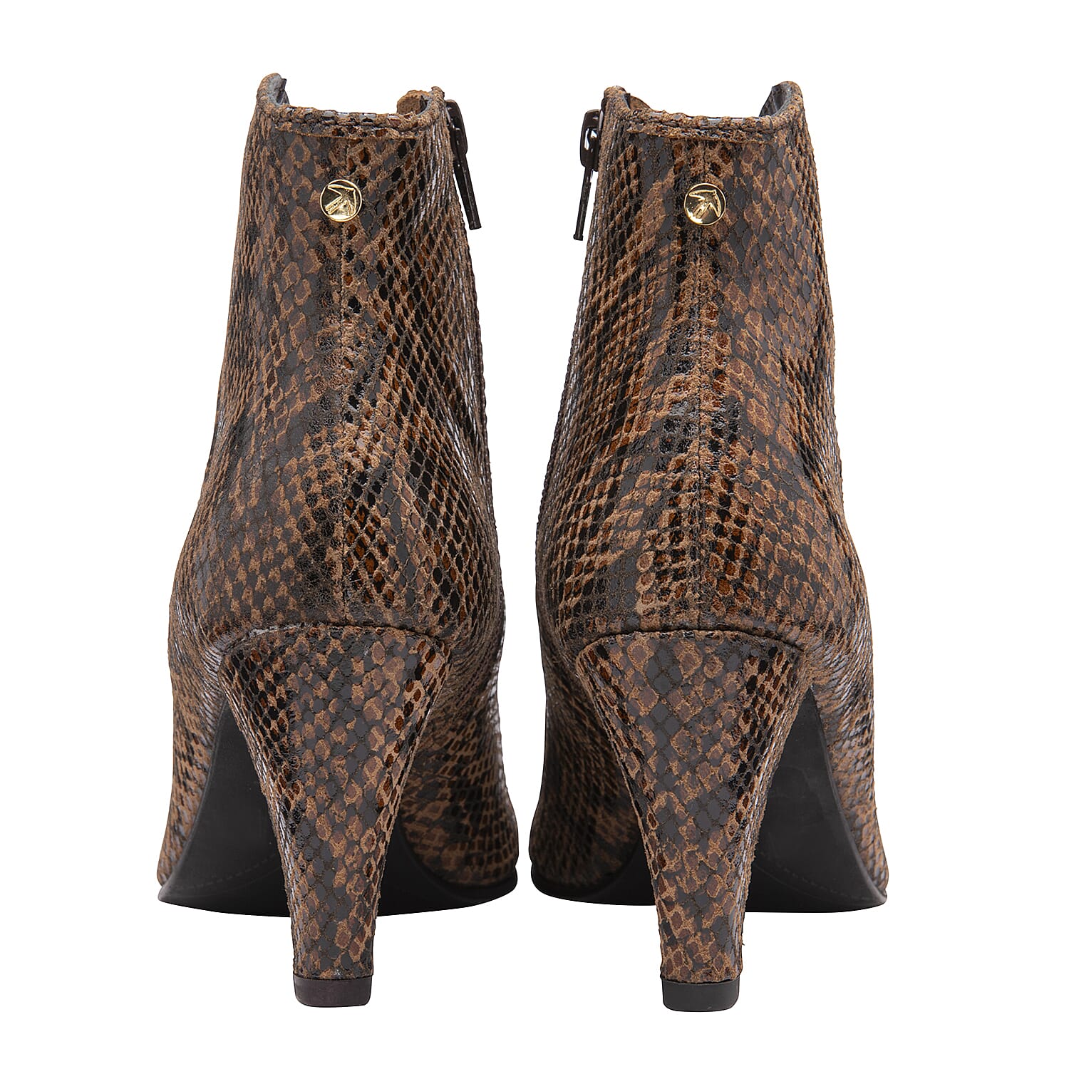 Ravel Levisa Snake Pattern Leather Heeled Ankle Boots (Size 7) - Brown