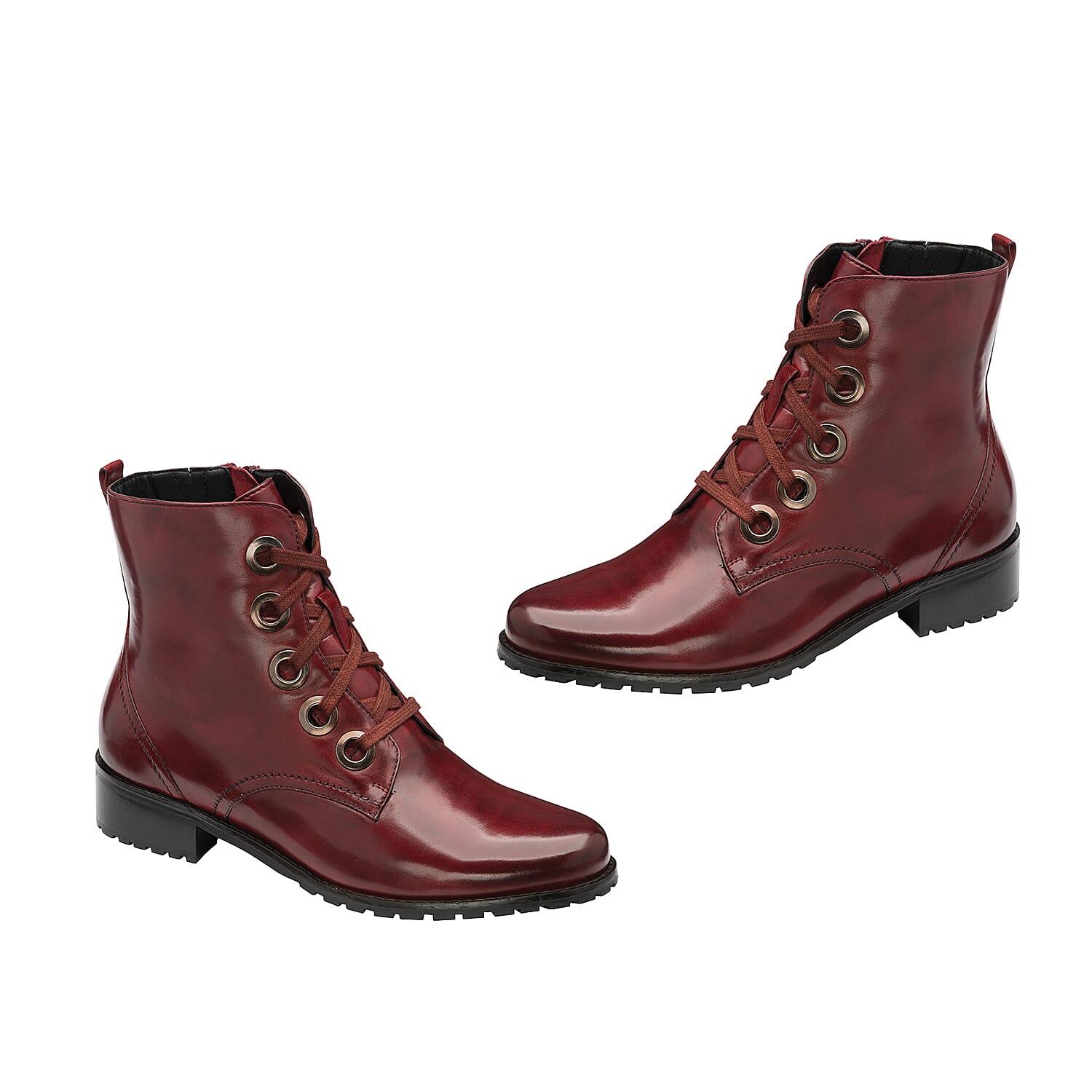 Ravel Marti Lace-Up Leather Ankle Boots (Size 4) - Burgundy