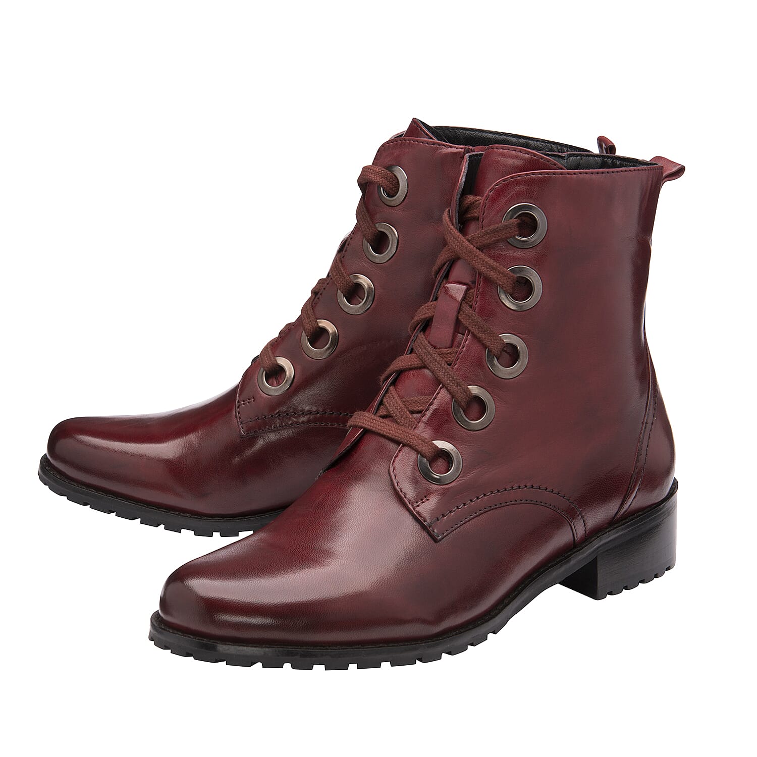Ravel Marti Lace-Up Leather Ankle Boots (Size 4) - Burgundy