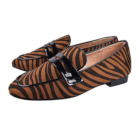 Ravel Tan Zebra-Print Luis Loafers (Size 6)