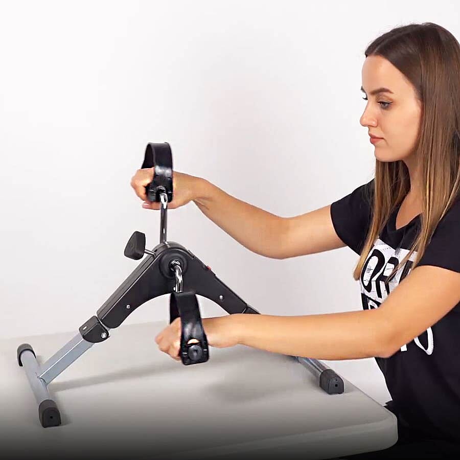 Folding Pedal Exerciser Mini Exercise Bike with Adjustable Tension Knob (Size 37x49x23 cm) - Black