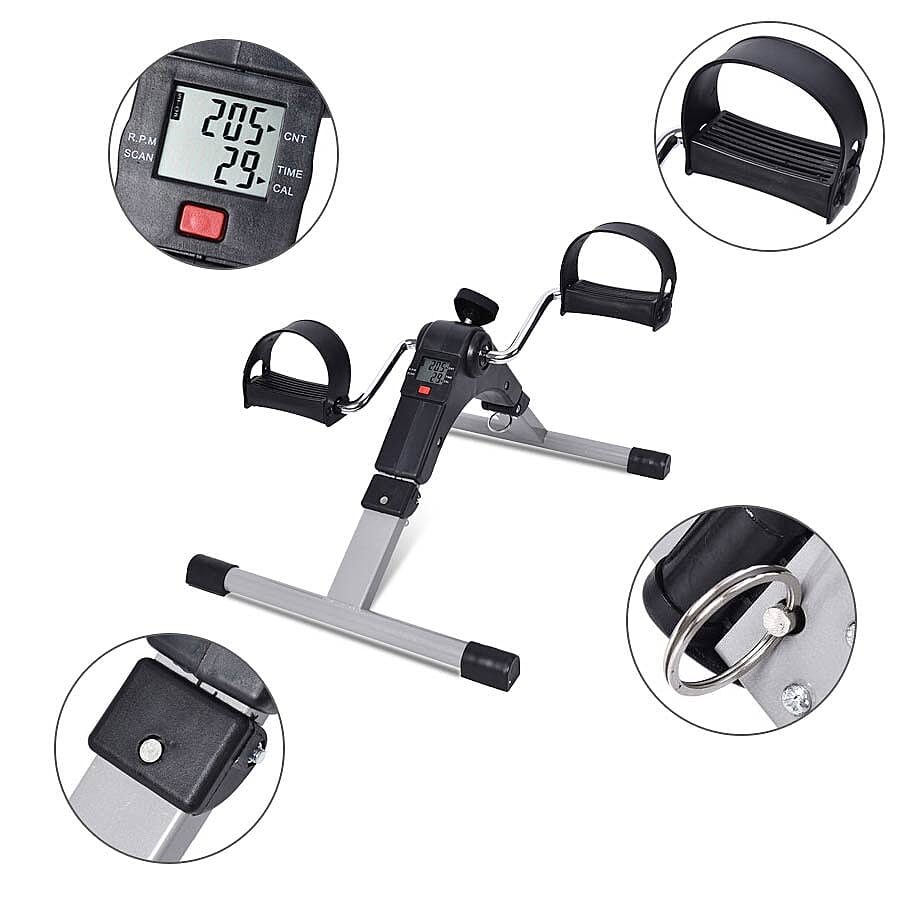 Folding Pedal Exerciser Mini Exercise Bike with Adjustable Tension Knob (Size 37x49x23 cm) - Black