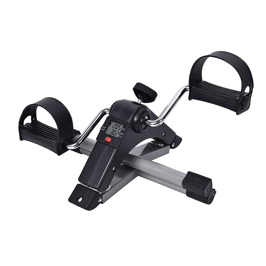 Folding Pedal Exerciser Mini Exercise Bike with Adjustable Tension Knob (Size 37x49x23 cm) - Black