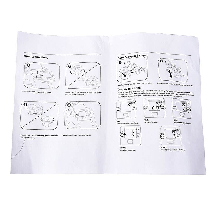 Folding Pedal Exerciser Mini Exercise Bike with Adjustable Tension Knob (Size 37x49x23 cm) - Black