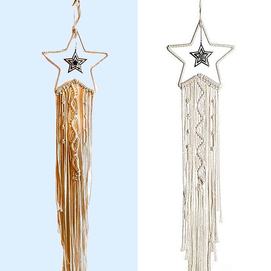 Star Shaped Dream Catcher with LED Lights in White Colour (Size 110cm)