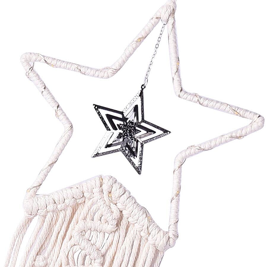 Star Shaped Dream Catcher with LED Lights in White Colour (Size 110cm)