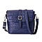 100% Genuine Leather Croc Pattern Crossbody Bag (20x9.5x18cm) - Blue