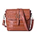 100% Genuine Leather Croc Pattern Crossbody Bag (20x9.5x18cm) - Tan