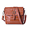 100% Genuine Leather Croc Pattern Crossbody Bag (20x9.5x18cm) - Tan